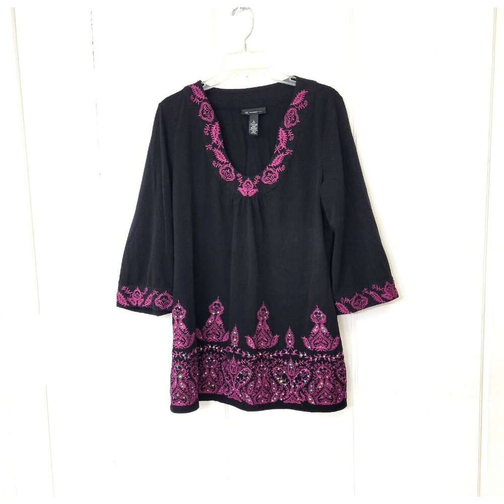 INC International Concepts Embroidered Cotton Knit Tunic Top Size XL - Picture 1 of 5